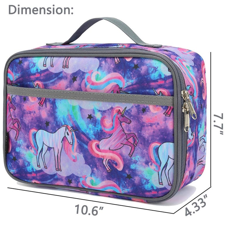 FlowFly Kids Lunch box Insulated Soft Bag Mini Cooler Back to School Thermal Meal Tote Kit for Girls, Boys, Unicorn#2 - Image 3
